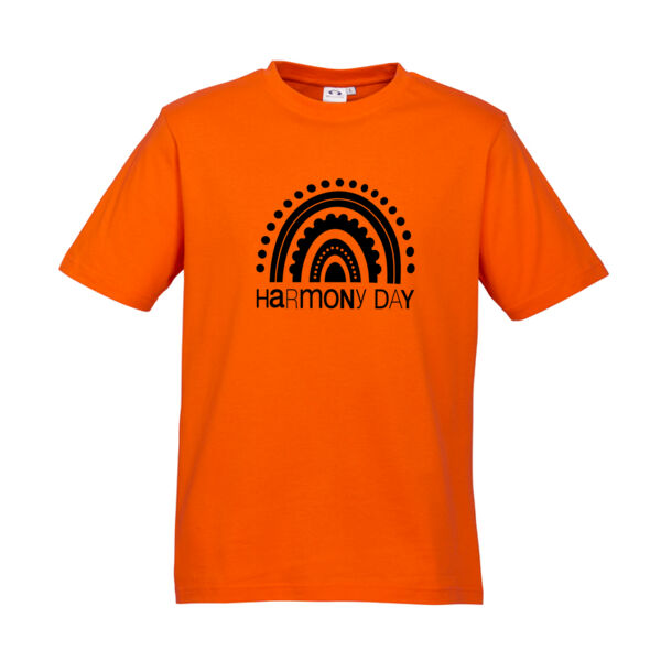 Adults Harmony Day Rainbow on Orange T-Shirt Thumbnail