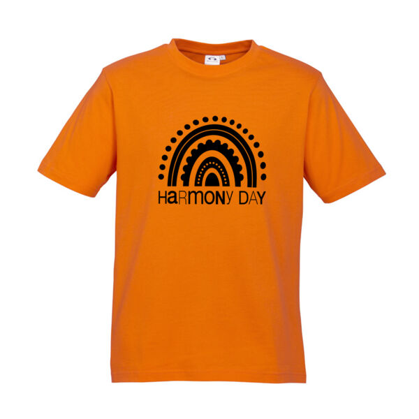 Kids Harmony Day Rainbow on Orange T-Shirt Thumbnail